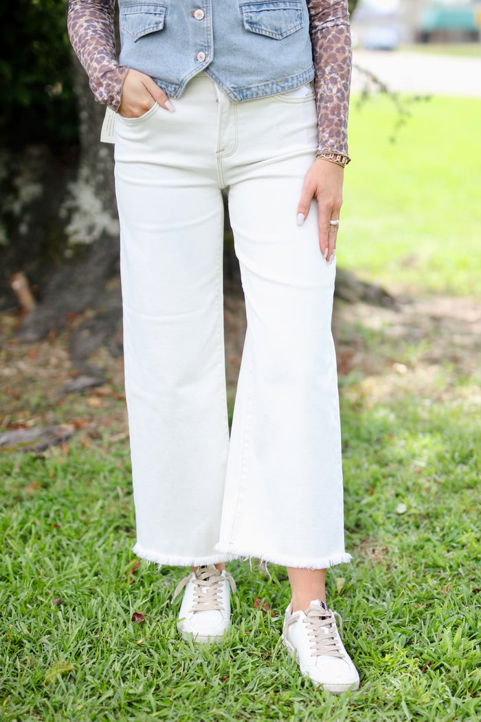 Risen Tummy Control high rise crop wide pants