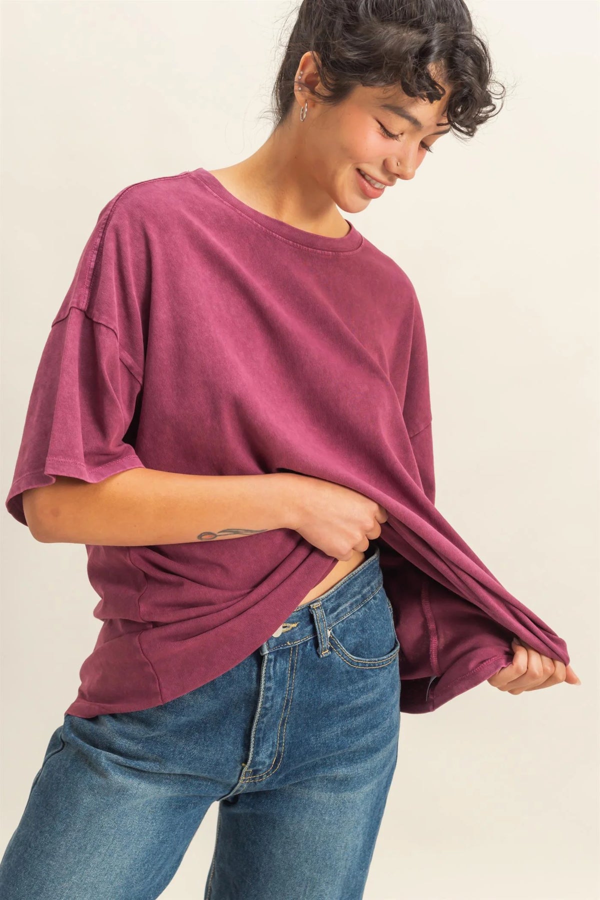 Mineral Washed Oversized Crew Neck Tee