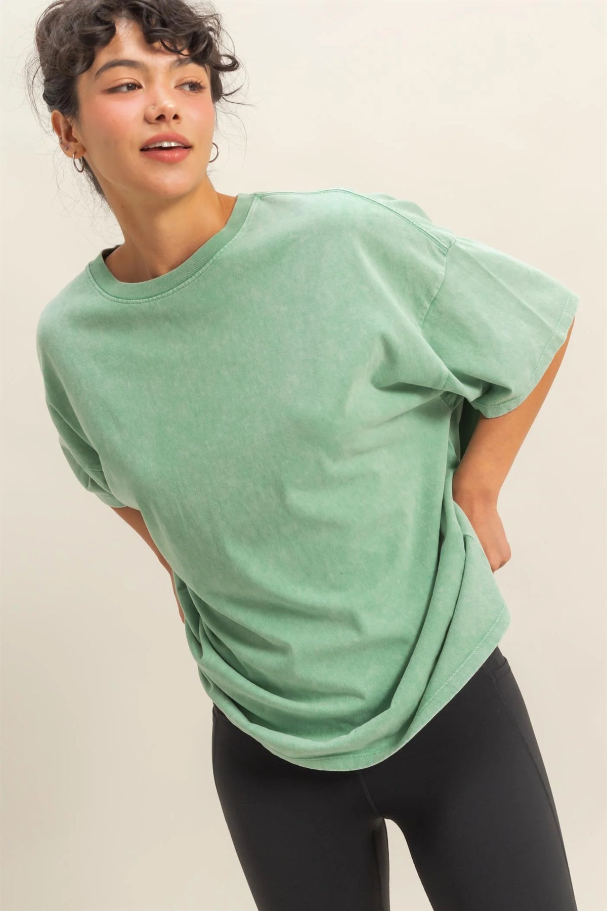 Mineral Washed Oversized Crew Neck Tee