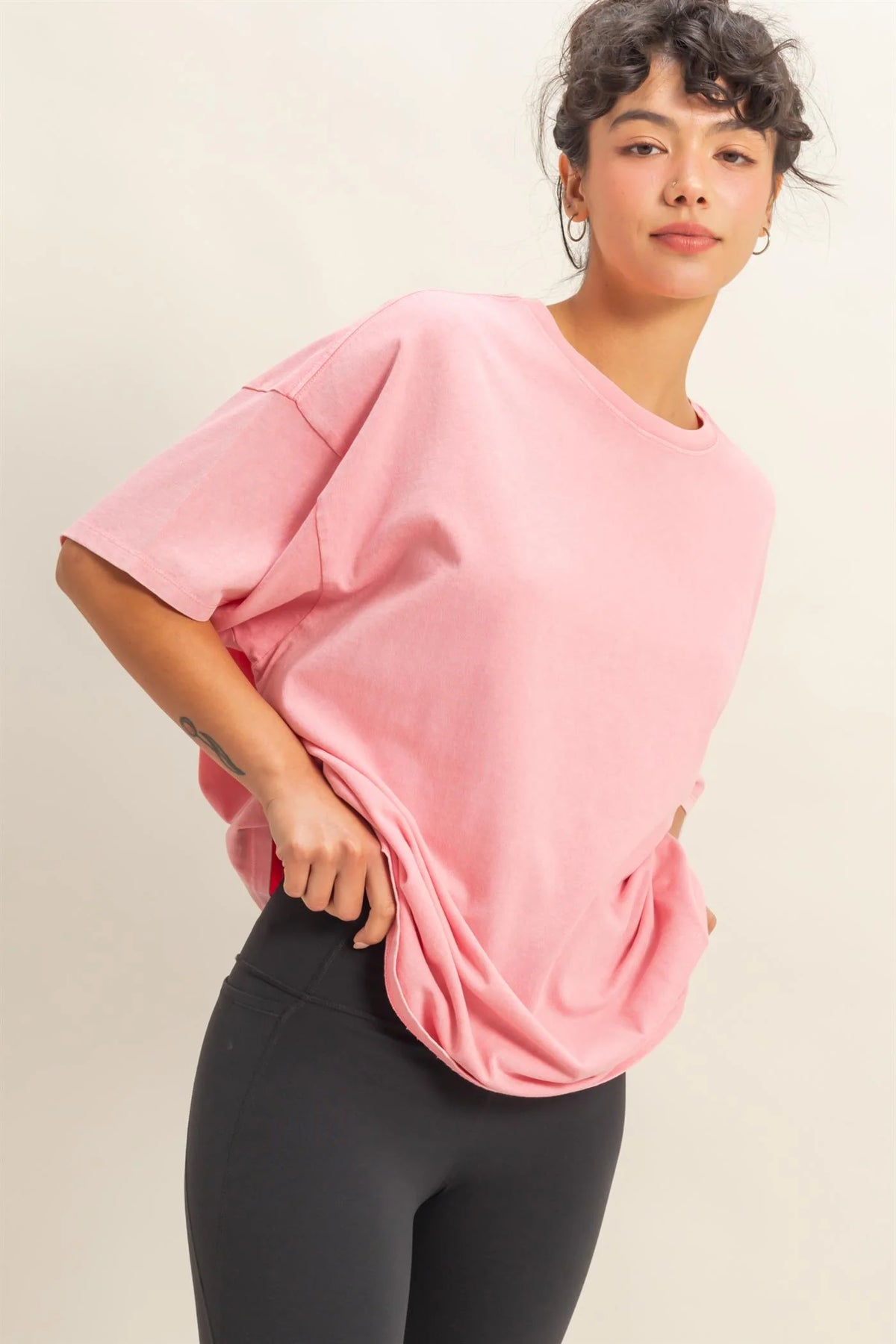 Mineral Washed Oversized Crew Neck Tee