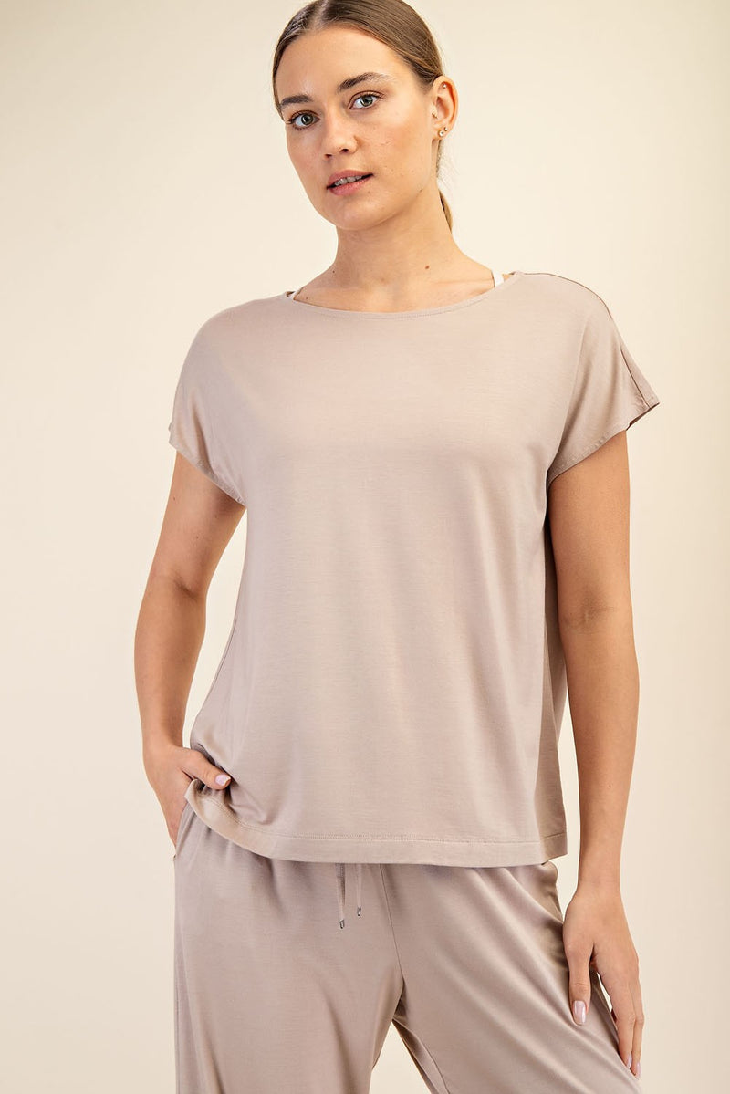 Viscose Modal Basic Boat Neck Top