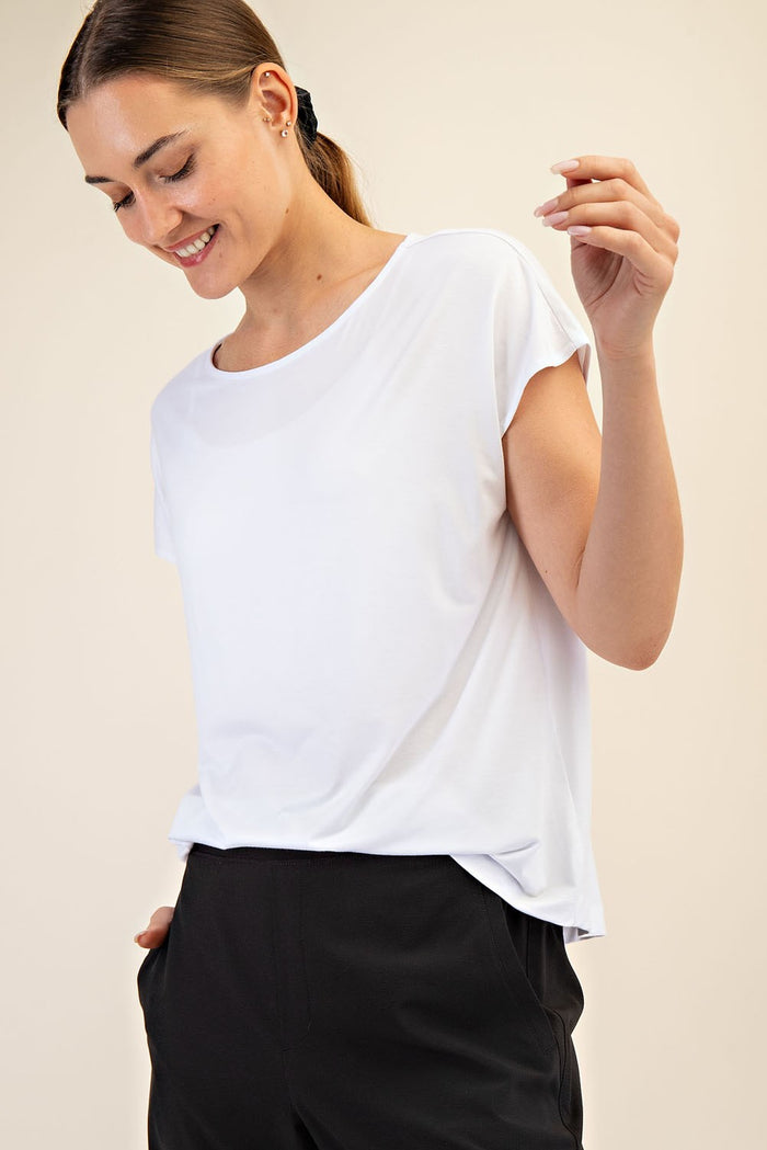 Viscose Modal Basic Boat Neck Top