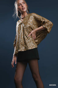 Metallic Leopard Print Dolman Top