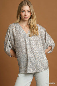 Metallic Leopard Print Dolman Top