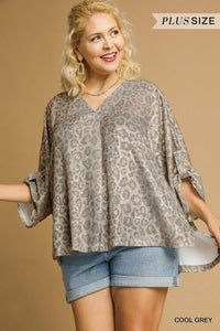 Plus Metallic Leopard Print Dolman Top