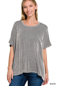 Corded Rib Oversized Short Sleeve Top