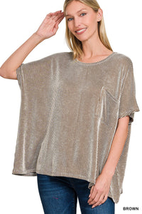 Corded Rib Oversized Short Sleeve Top
