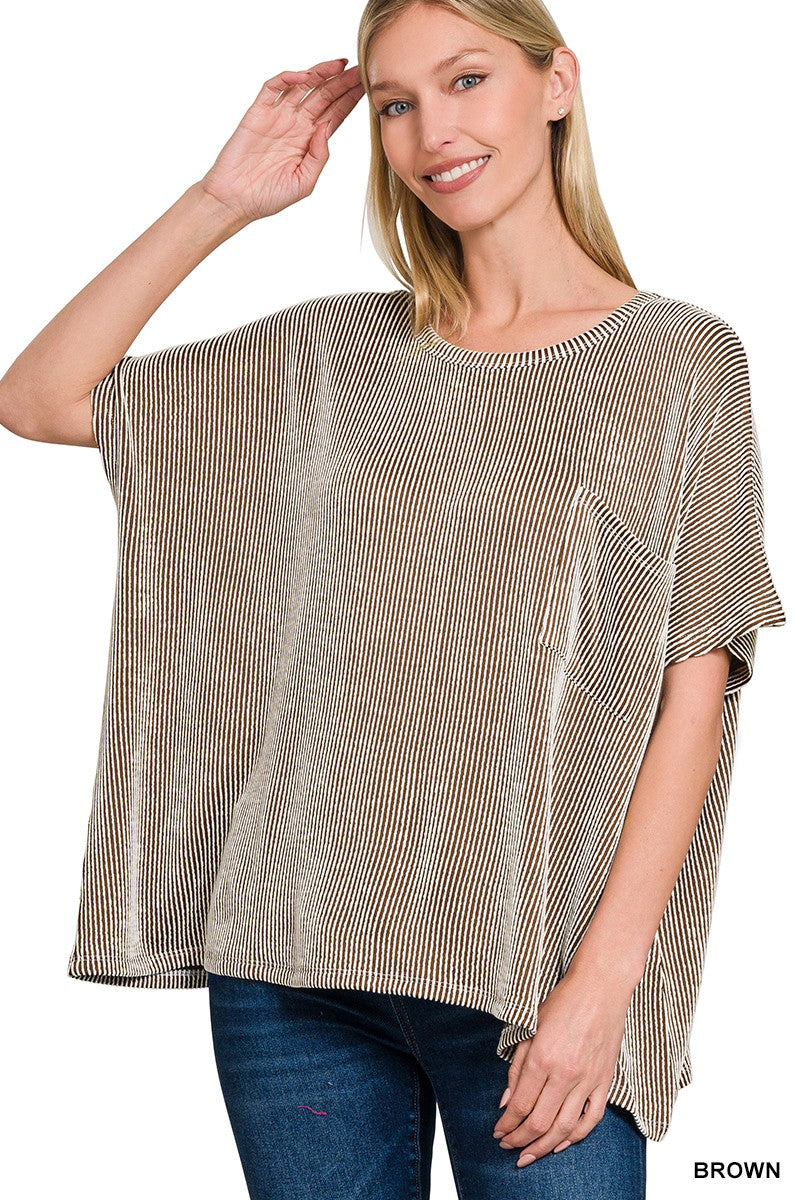 Corded Rib Oversized Short Sleeve Top