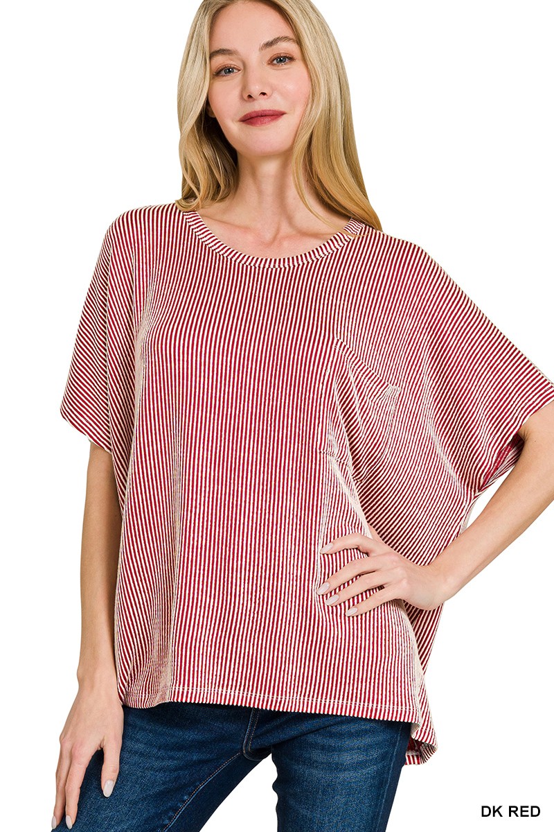 Corded Rib Oversized Short Sleeve Top