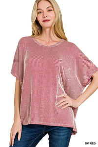 Corded Rib Oversized Short Sleeve Top
