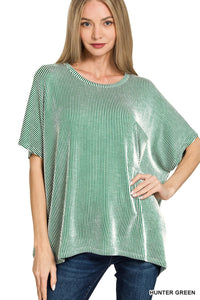 Corded Rib Oversized Short Sleeve Top