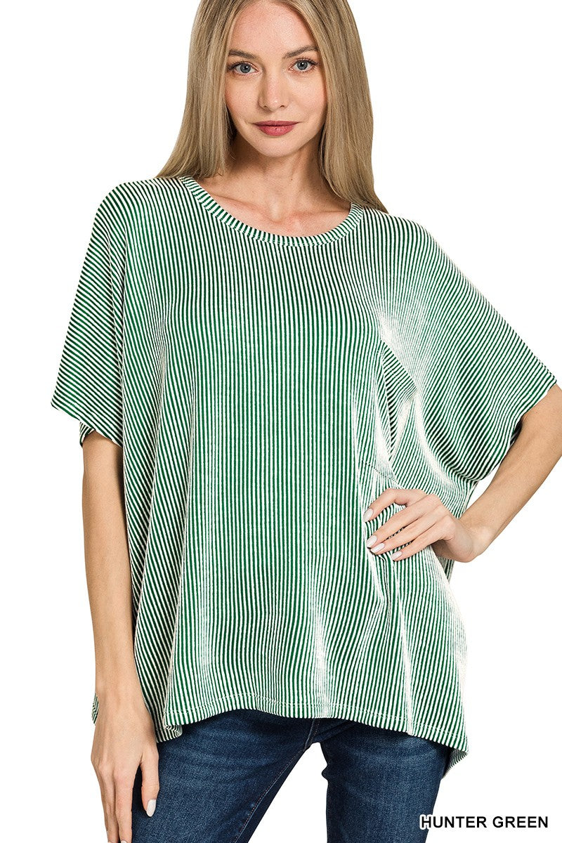 Corded Rib Oversized Short Sleeve Top