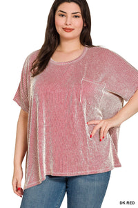 Plus Corded Rib Oversized Short-sleeve Top