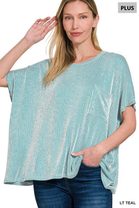 Plus Corded Rib Oversized Short-sleeve Top