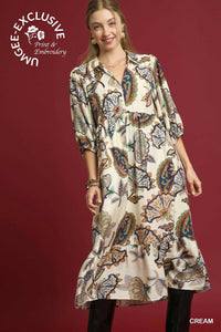 Boho Paisley Tiered Midi Dress