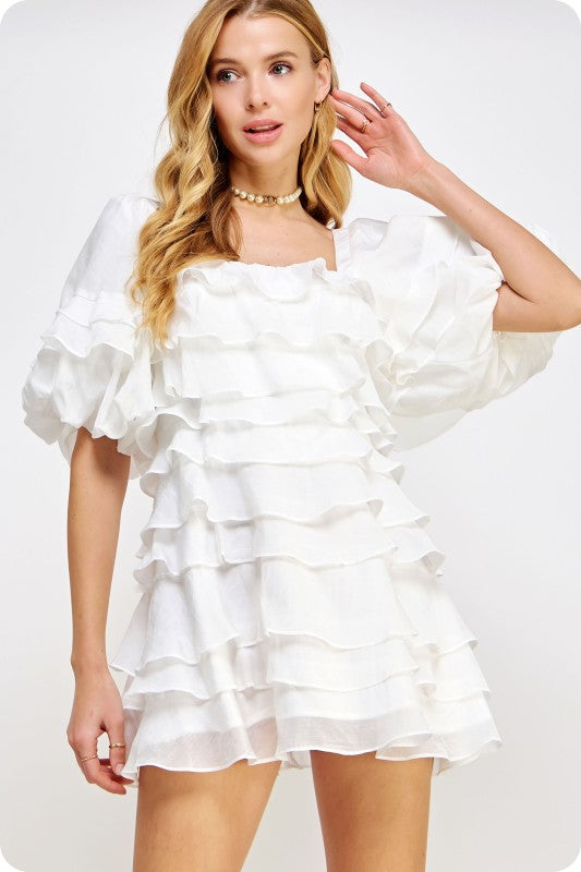 Tiered Ruffle Layered Mini Dress