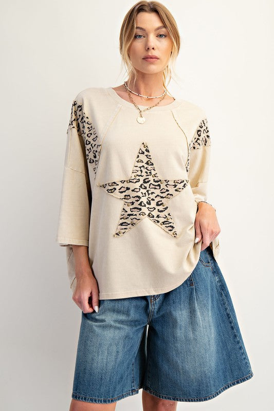 Animal Star Patch Attached Terry Top