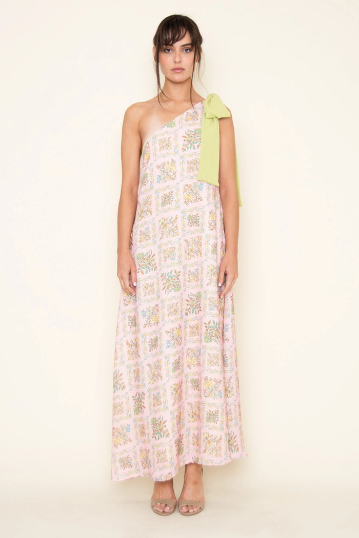 Floral Print Single Shoulder Sleeveless Maxi DRESS-
