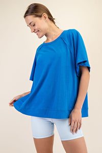 Plus Size Oversized Cotton Slub Short Sleeve Top