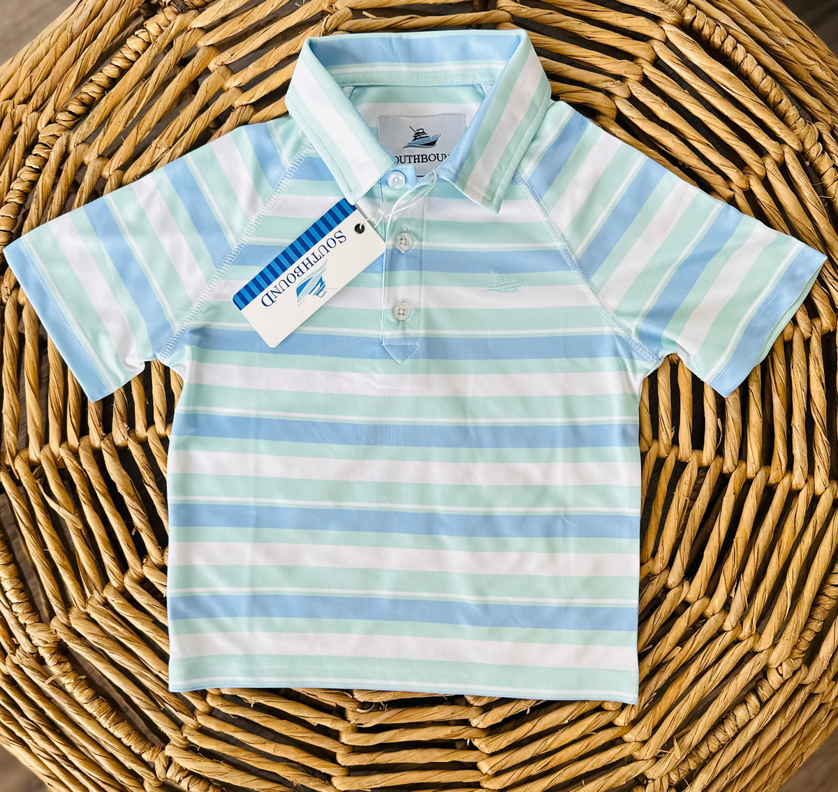 SOUTHBOUND BOYS POLO BLUE BELL/DUSTY AQUA