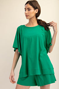 Plus Size Oversized Cotton Slub Short Sleeve Top