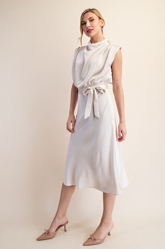 Mock Neck Sleeveless Midi Dress