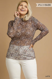 Leopard Mesh Long Sleeve Top