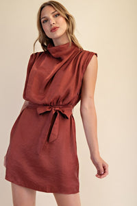 Mock Neck Sleeveless Mini Dress