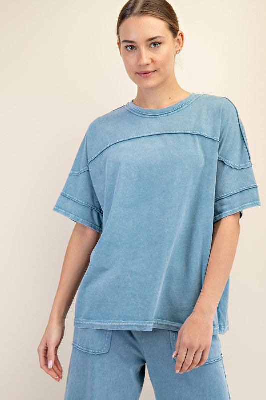 Mineral Washed Cotton Short Sleeve Top