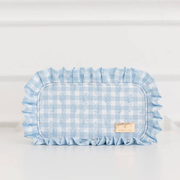 Hollis Ruffled Nylon Medium Pouch Blue