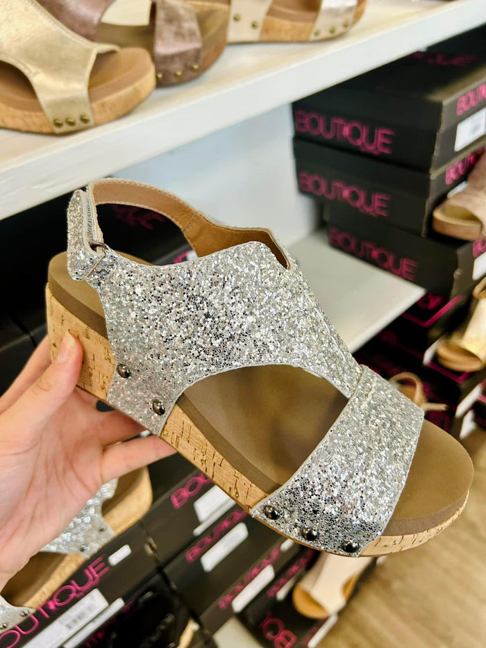 Corkys Refreshing Sandal Silver Chunky Glitter