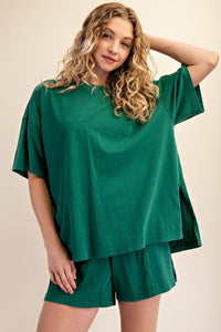 Mineral Washed Cotton Oversized Slit Tee