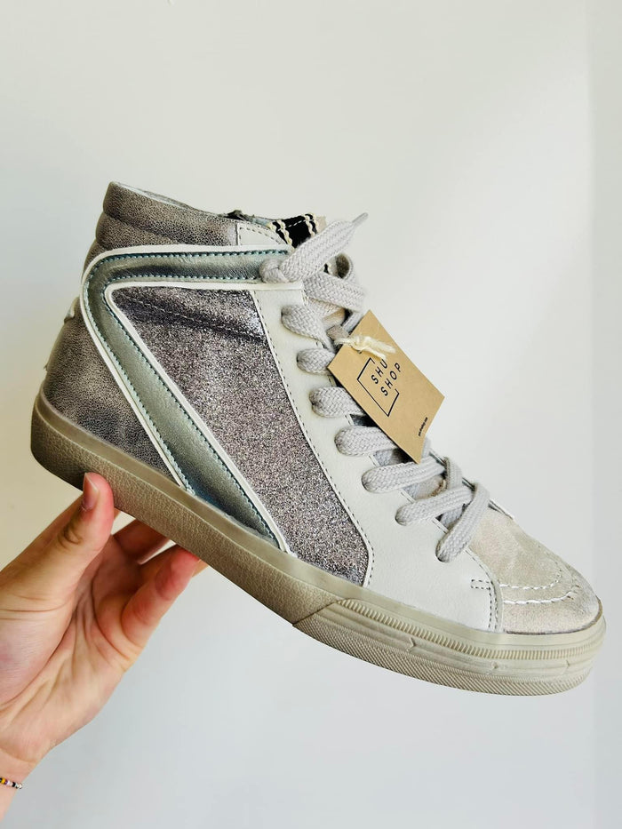 ShuShop Rooney HighTop Sneakers Pewter Distressed