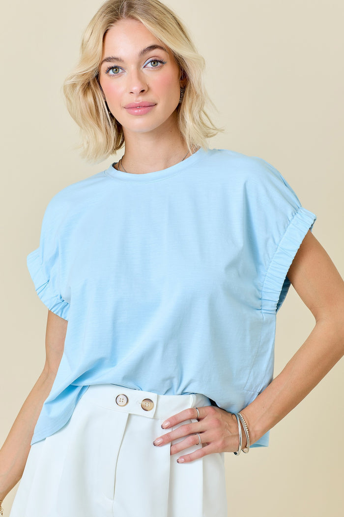 Easy Oversized Knit Top With Elastic Sleeve Detail