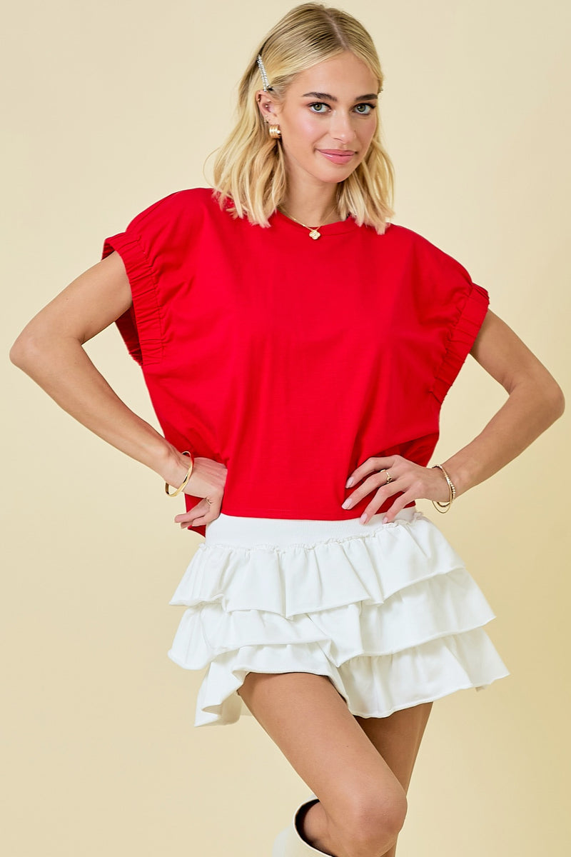 Easy Oversized Knit Top With Elastic Sleeve Detail