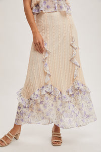 Floral Ruffle Lace Top & Skirt set