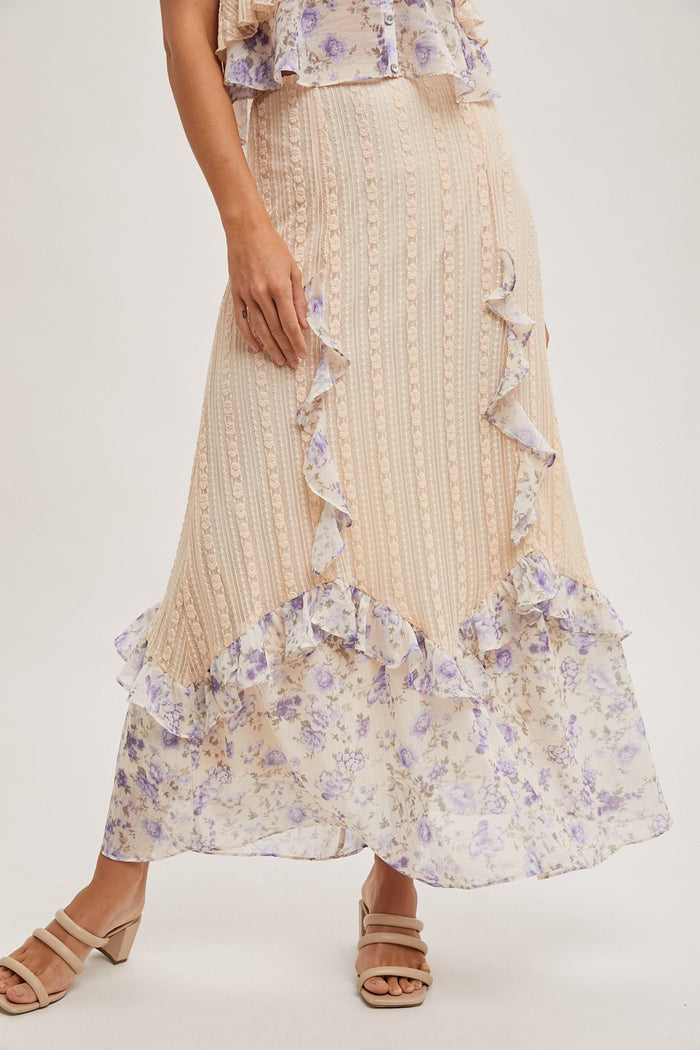 Floral Ruffle Lace Top & Skirt set