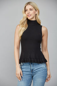 Mock Neck Slvl Peplum Sweater