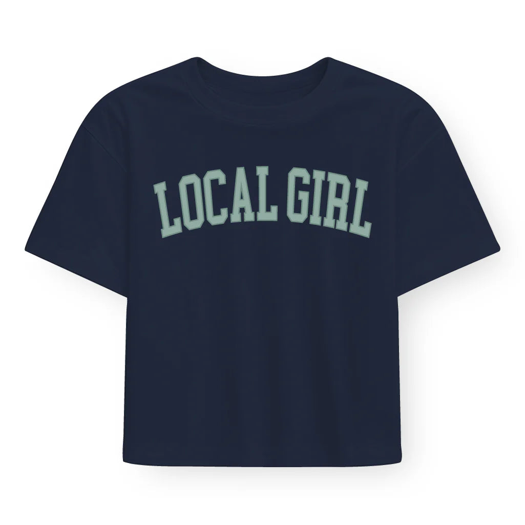 Local Girl Graphic Cropped Tee - Arch Jade