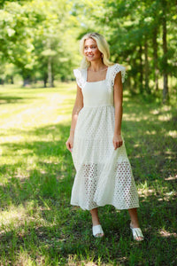 Solid eyelet maxi dress