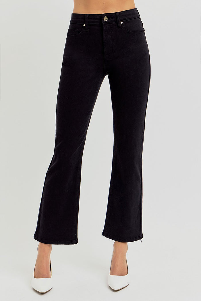 Risen Tummy Control High Rise Crop Straight Pants