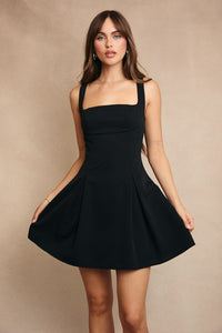 Adjustable Straps Mini Dress With A Tie Up Back
