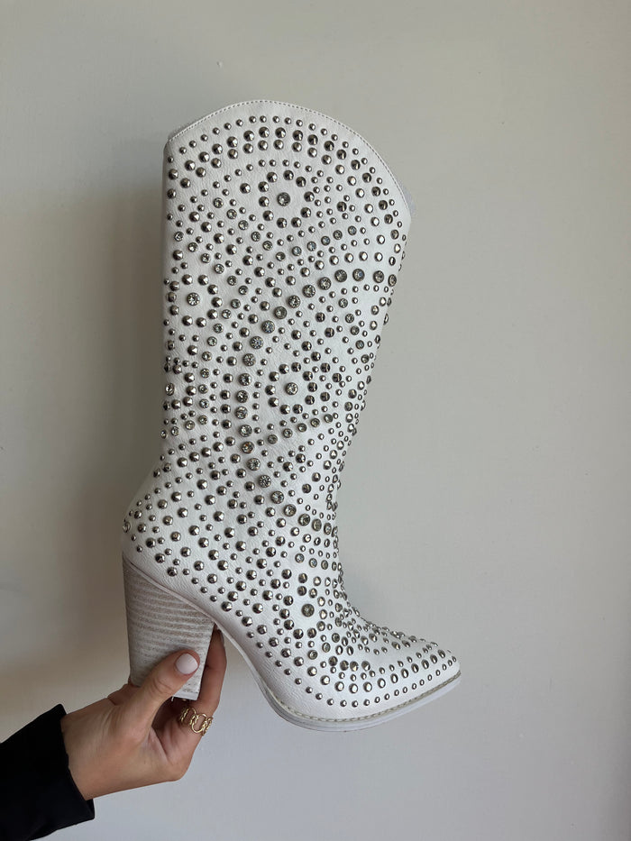 Corkys White Boot Scootin Rhinestone Boots