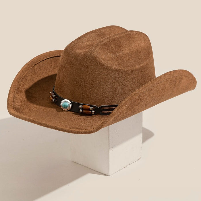 Western Turquoise Decor Band Cowboy Hat Brown