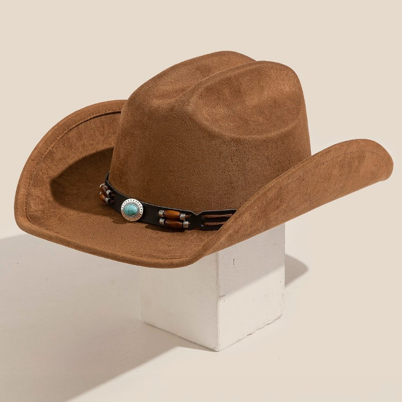 Western Turquoise Decor Band Cowboy Hat Brown