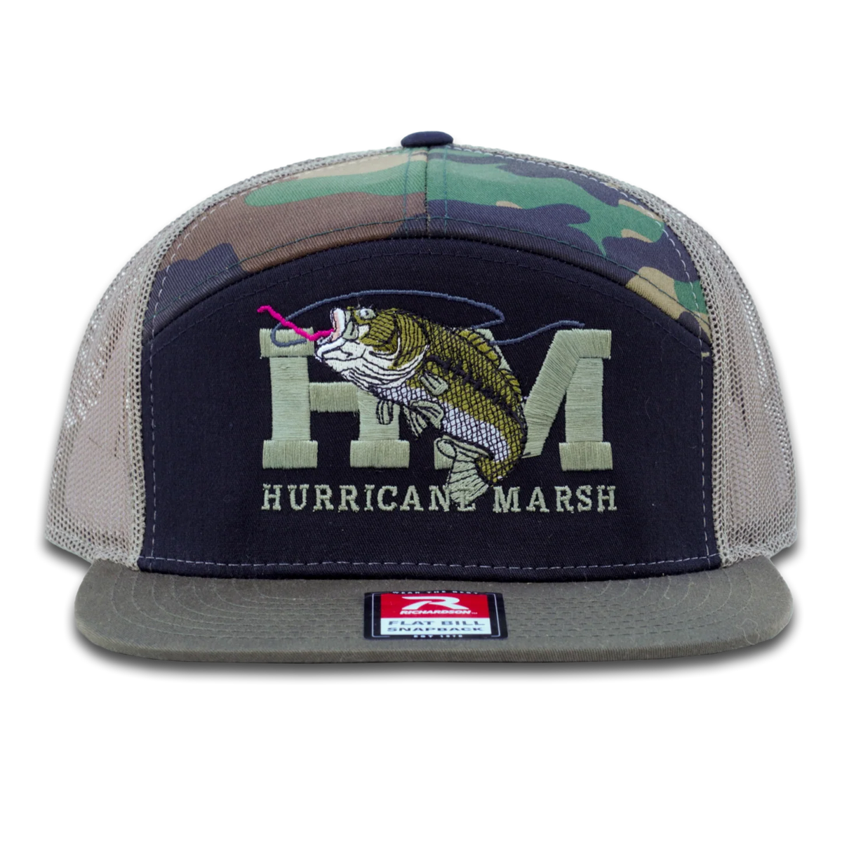 Hurricane Marsh- THE BASS RICHARDSON 168 7 PANEL HAT - OLD SCHOOL CAMO/LODEN