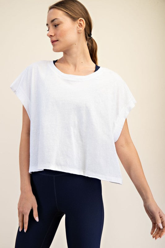 Cotton Slub Open Back Top