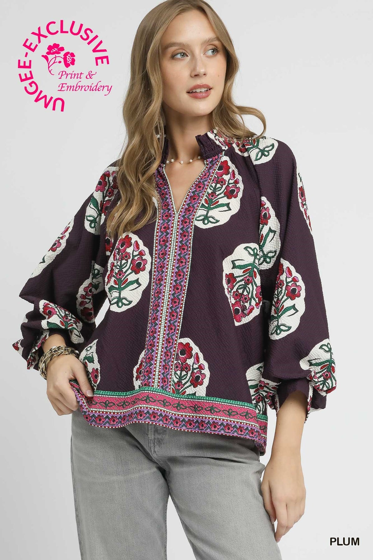 Boho Floral Print Tunic Top
