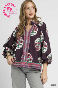 Boho Floral Print Tunic Top