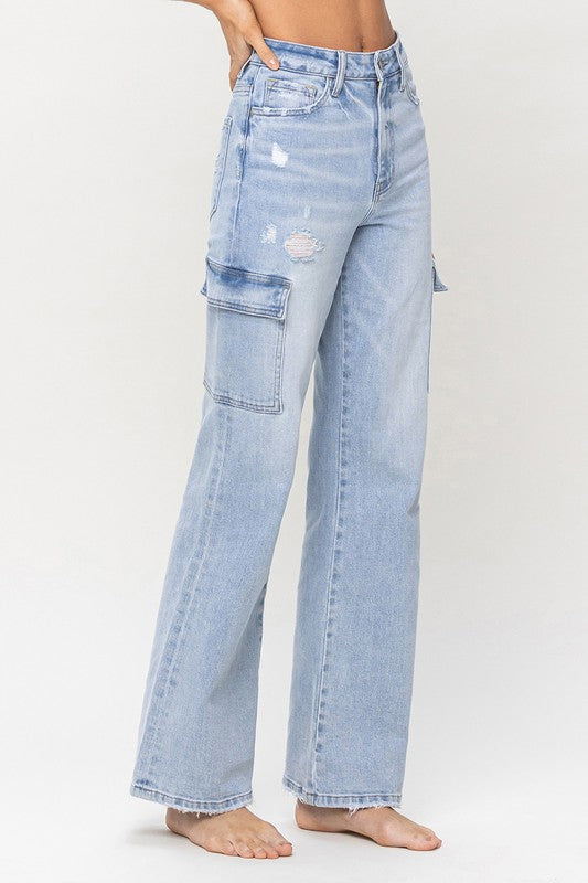 VERVET 90S VINTAGE STRAIGHT JEANS WITH CARGO UTILITY